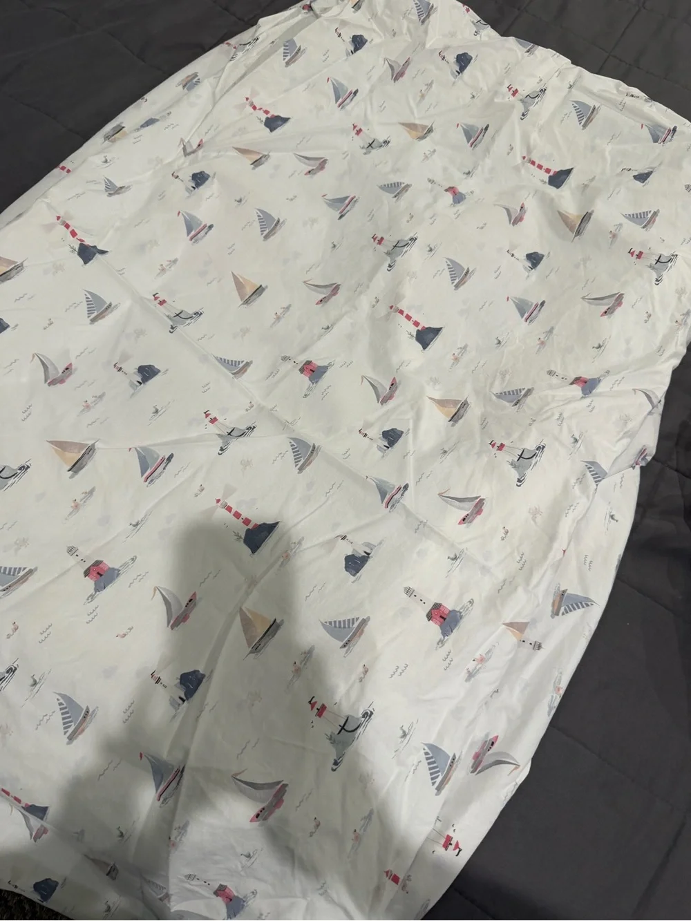 Pottery Barn Kids Nautical Sailboat Fitted Crib Sheet - White/Blue
